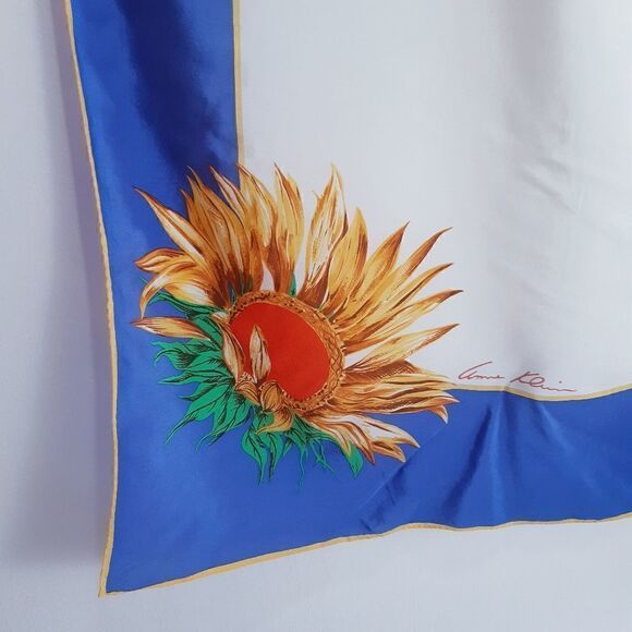Anne Klein Sunflowers Vintage Silk Like New Scarf - Picture 5 of 9